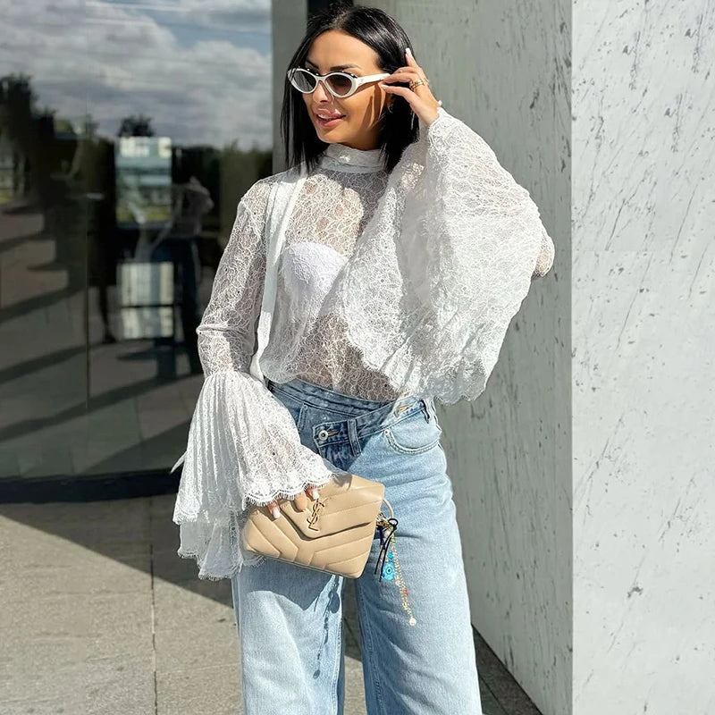 Lace Ruffle Ribbon Blouse