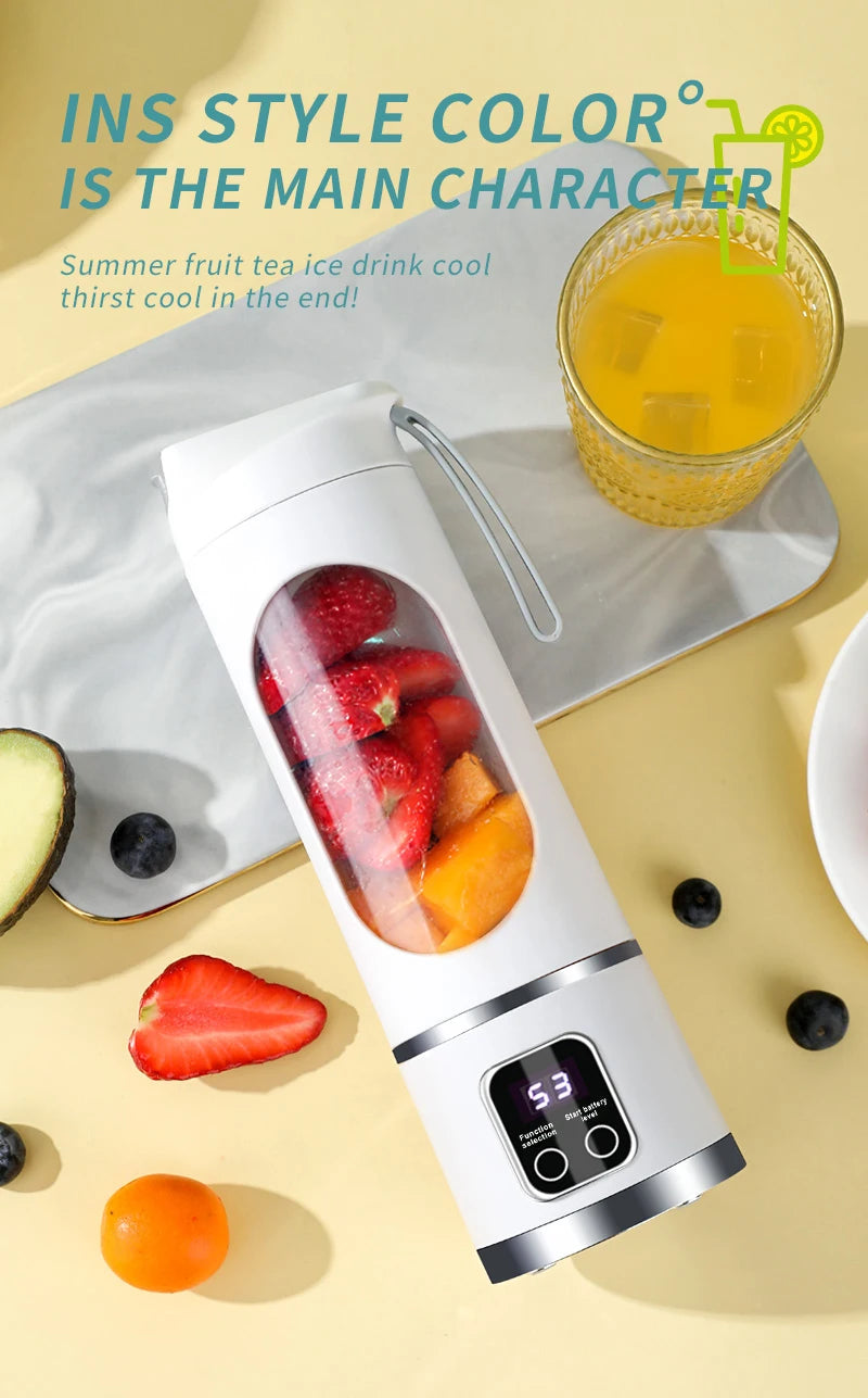 NEW 450ml Portable Electric Juicer, Mini USB Travel Juicer Machine Shakes Smoothie Blenders 12 Blades Fresh Juice Extractor