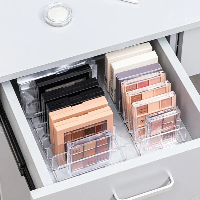 LUXE LINE Makeup Organizer Box – 7-Compartment Clear Storage Shelf for Cosmetics