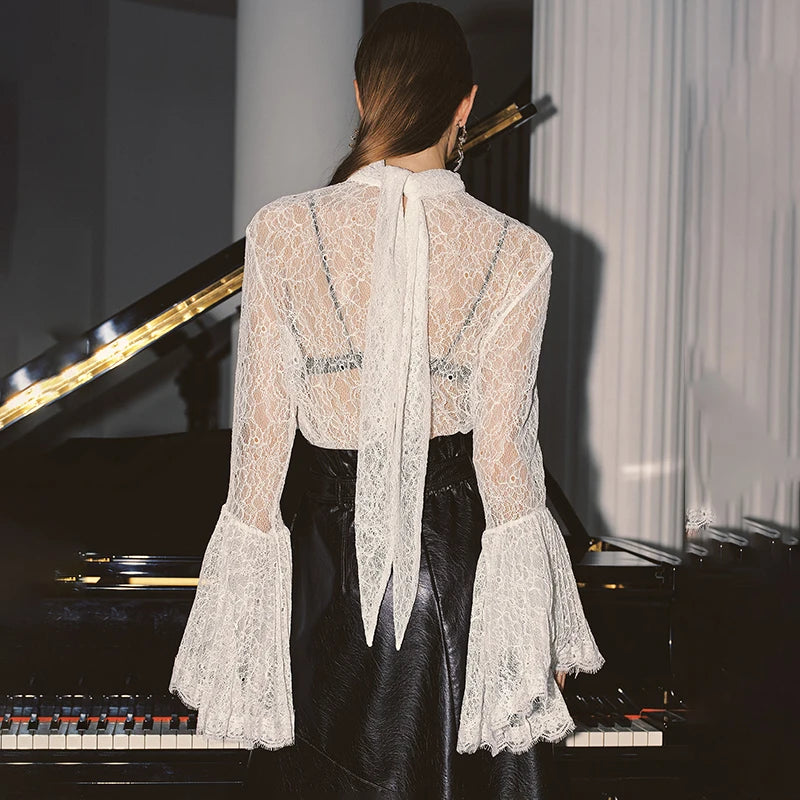 Lace Ruffle Ribbon Blouse