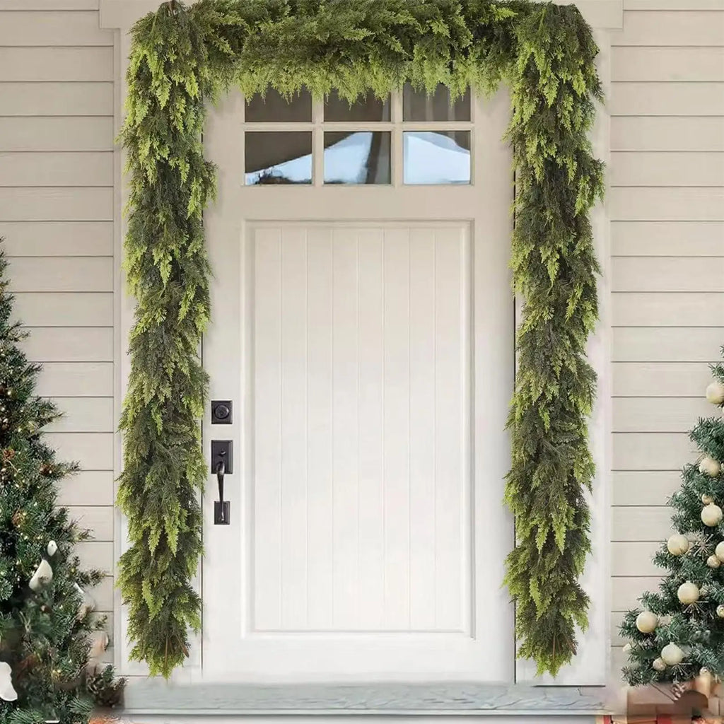 Faux Cedar Pine Garland Wreath Decoration