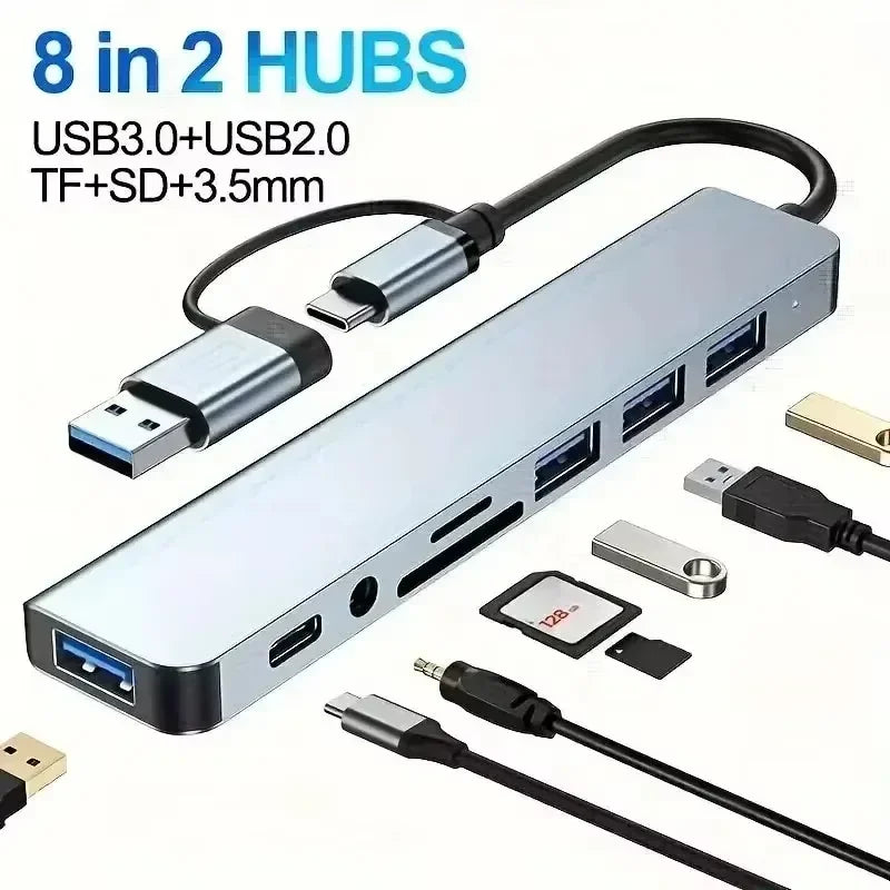 LUXE LINE 8-in-1 USB-C Hub – 4K HDMI, RJ45, SD/TF, PD Charge