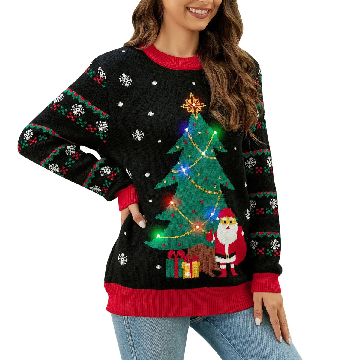 Christmas Tree LED Light-Up Knit Cardigan