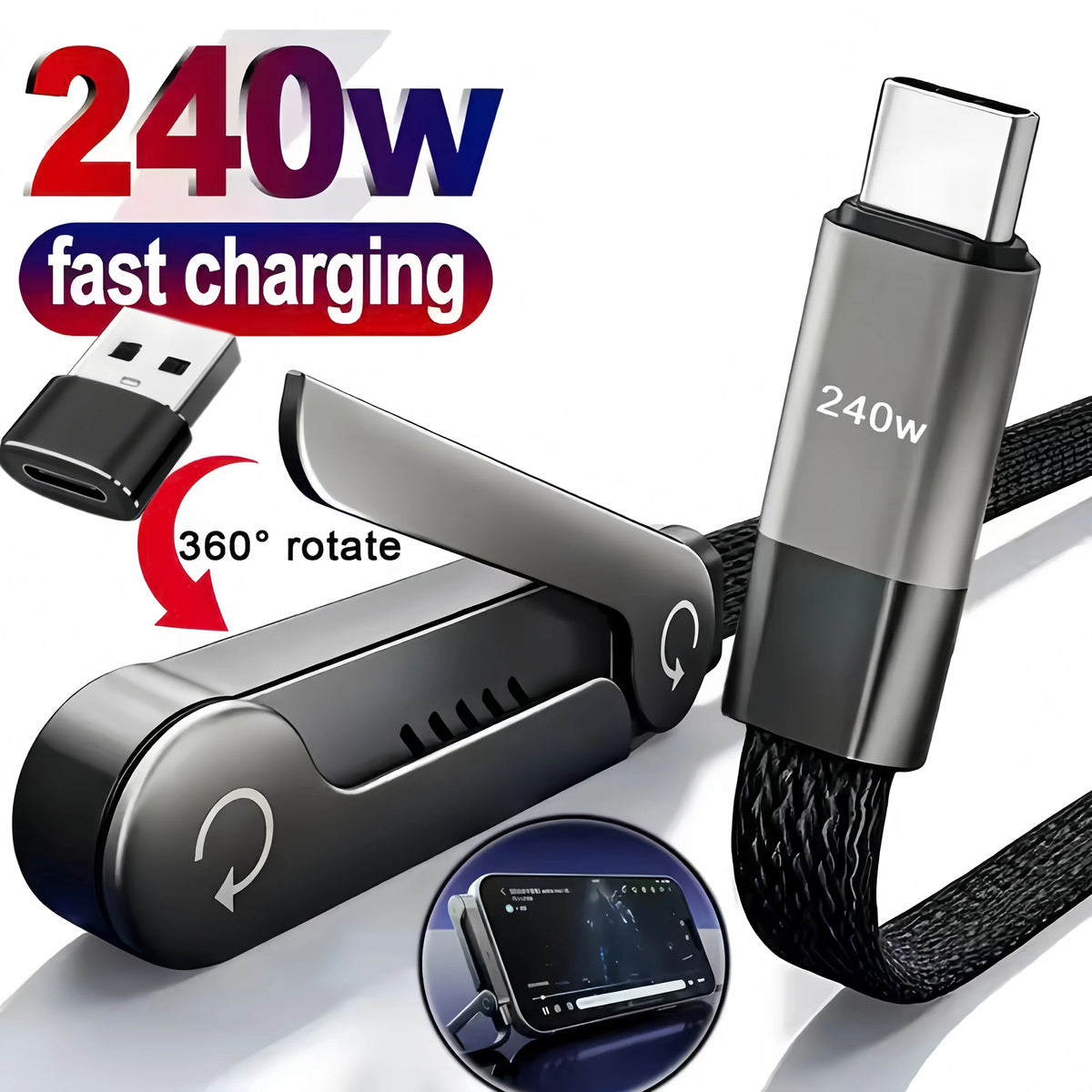 LUXE LINE Foldable Charging Cable with Integrated Stand