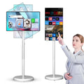 24 Inch Portable Smart TV on Wheels Wireless Interactive Monitor Free Standing Mobile Display for Indoor Use Home Office