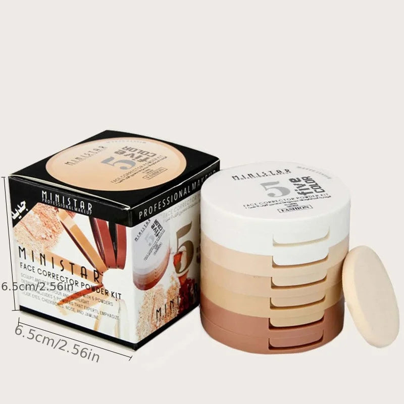 LUXE LINE 5-Color Contouring & Setting Powder Tower – Brightening, Oil Control