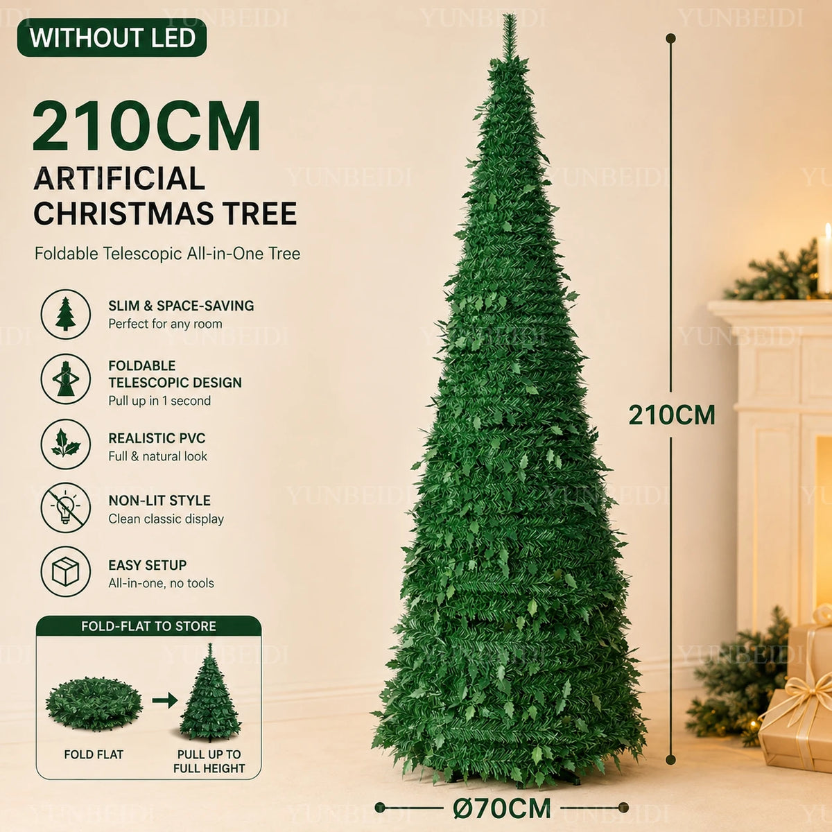 Pre-Lit Artificial Christmas Tree (1.5m–2.1m)