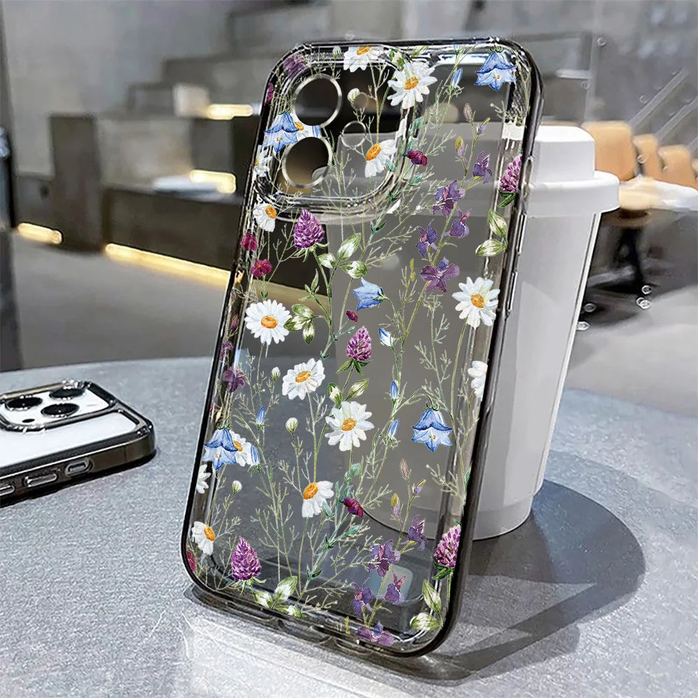 LUXE LINE Floral Clear Shockproof Silicone iPhone Case