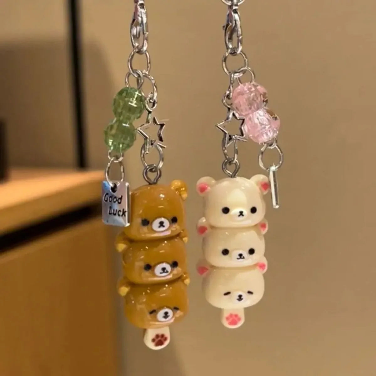 LUXE LINE Cute Bear Phone Charm – Kawaii Korean Keychain Accessory