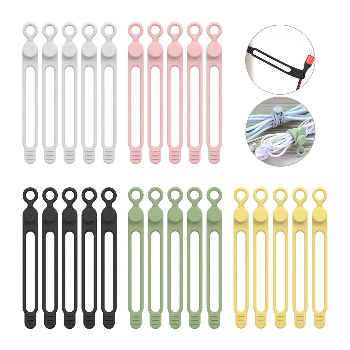 LUXE LINE Silicone Cable Ties & Cord Organizer Straps