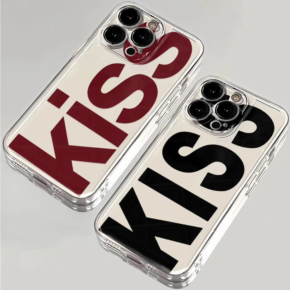 LUXE LINE Kiss Print Clear Silicone iPhone Case
