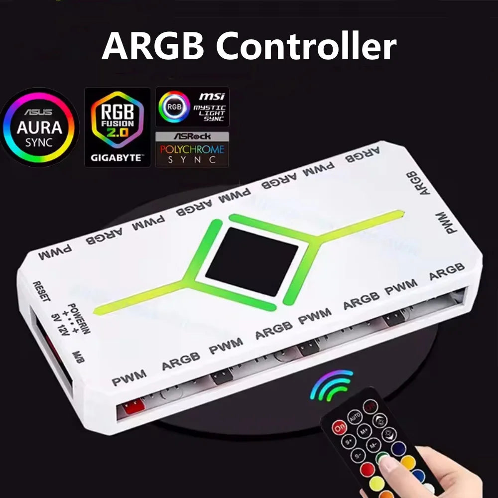 LUXE LINE ARGB Fan Hub – 5V 3-Pin, 1-to-9 PWM Controller for PC