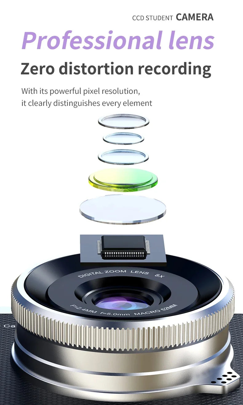 LUXE LINE 4K Digital Camera 48MP – Retro CCD with 180° Flip Screen