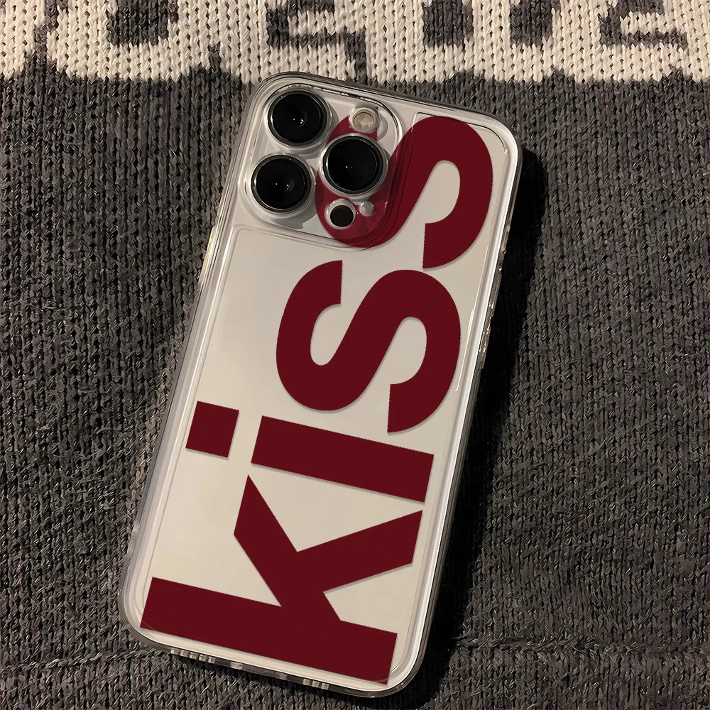 LUXE LINE Kiss Print Clear Silicone iPhone Case