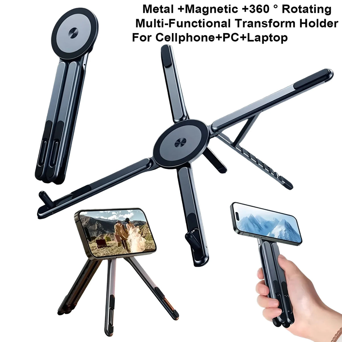 LUXE LINE 3-in-1 Magnetic Phone Holder & Selfie Stick