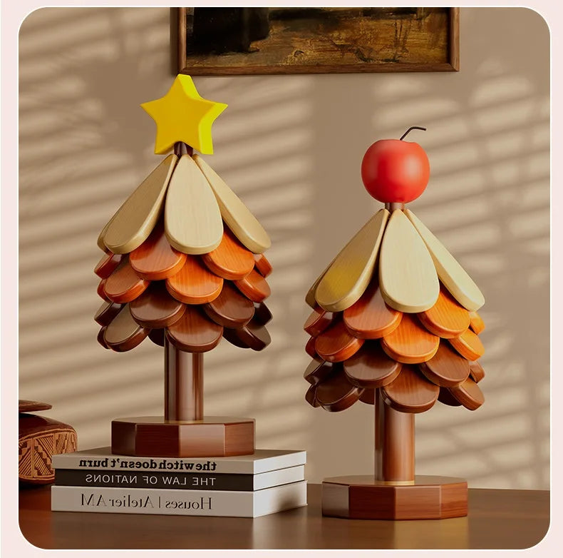 Christmas Tree Wooden Trivet Coaster Set