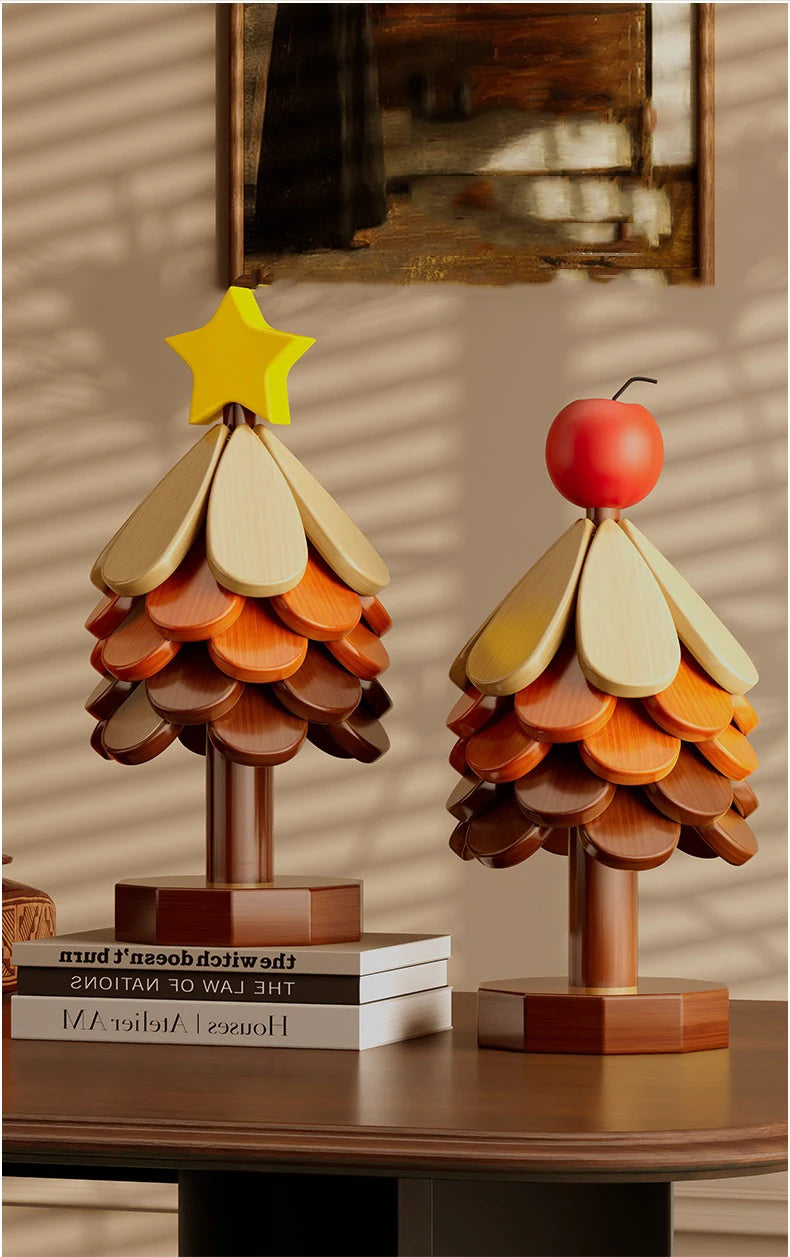 Christmas Tree Wooden Trivet Coaster Set