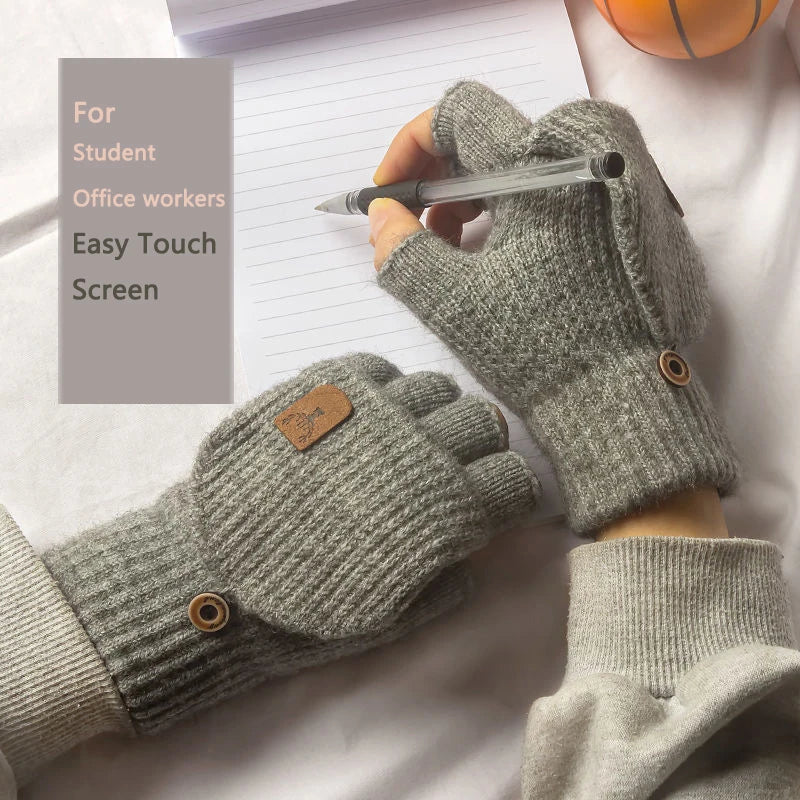 LUXE LINE Knitted Fingerless Touch Screen Gloves