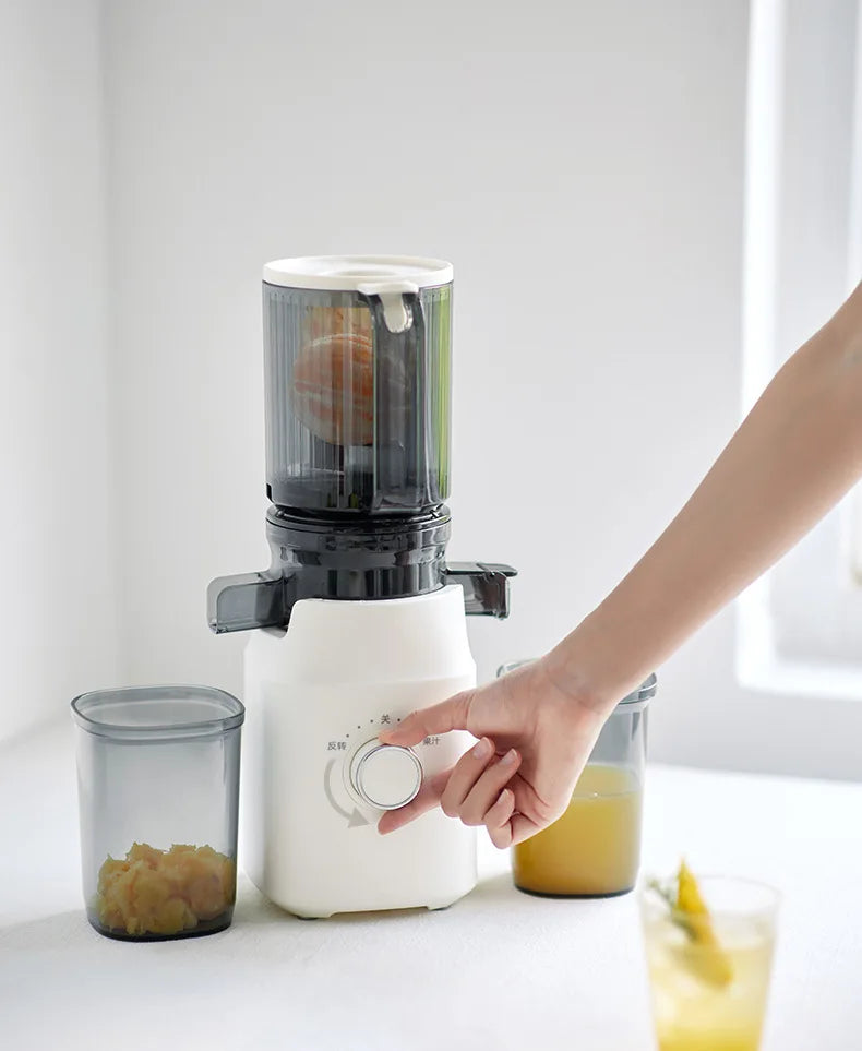 Large-Caliber Juicer Household Automatic Juicer Low-Speed Slag Juice Separation Food Grade 304 Stainless Steel Easy to Clean