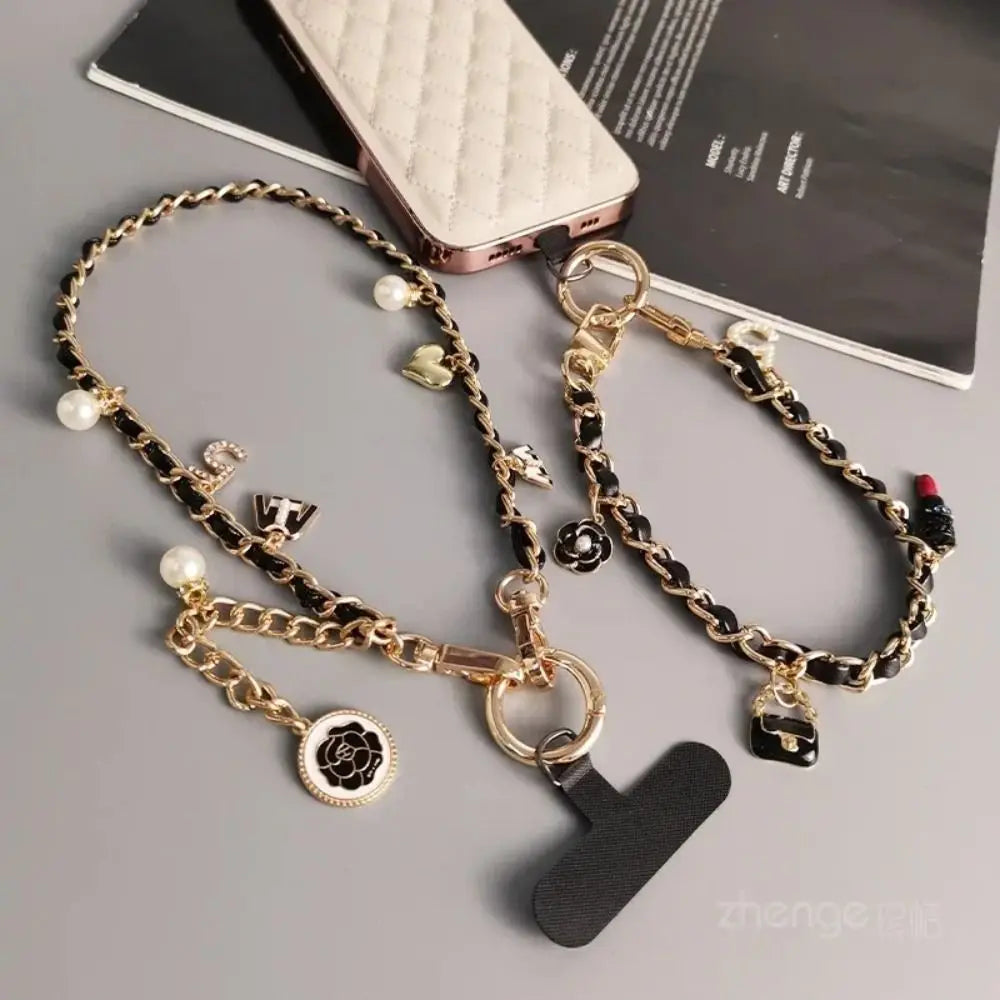 LUXE LINE Colorful Leather Phone Charm – Wrist Chain Pendant Strap