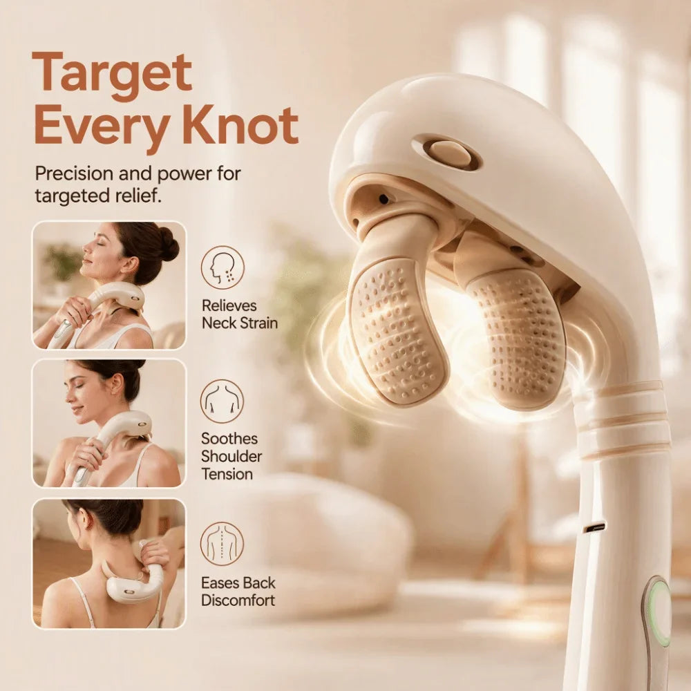 LUXE LINE Long Handle Handheld Massager – Kneading Relief for Shoulder & Neck
