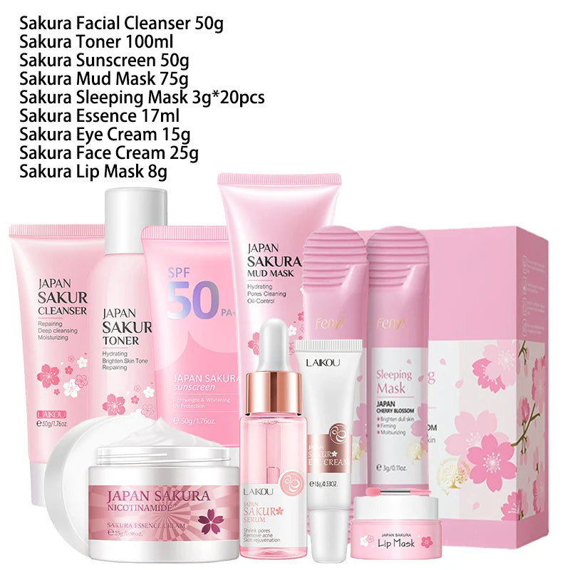 9pcs Facial Products Kit Sakura Skin Care