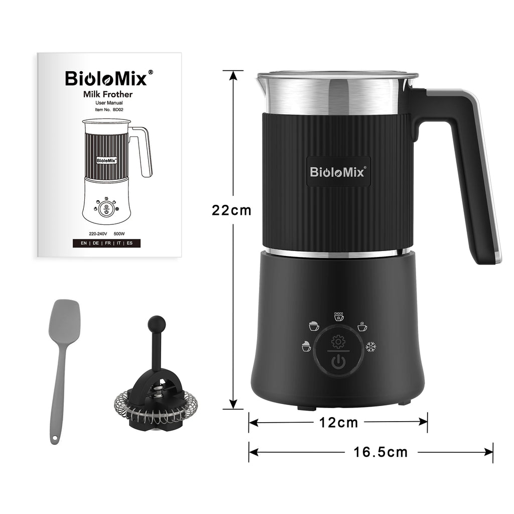 BioloMix 5-in-1 Electric Milk Frother & Steamer