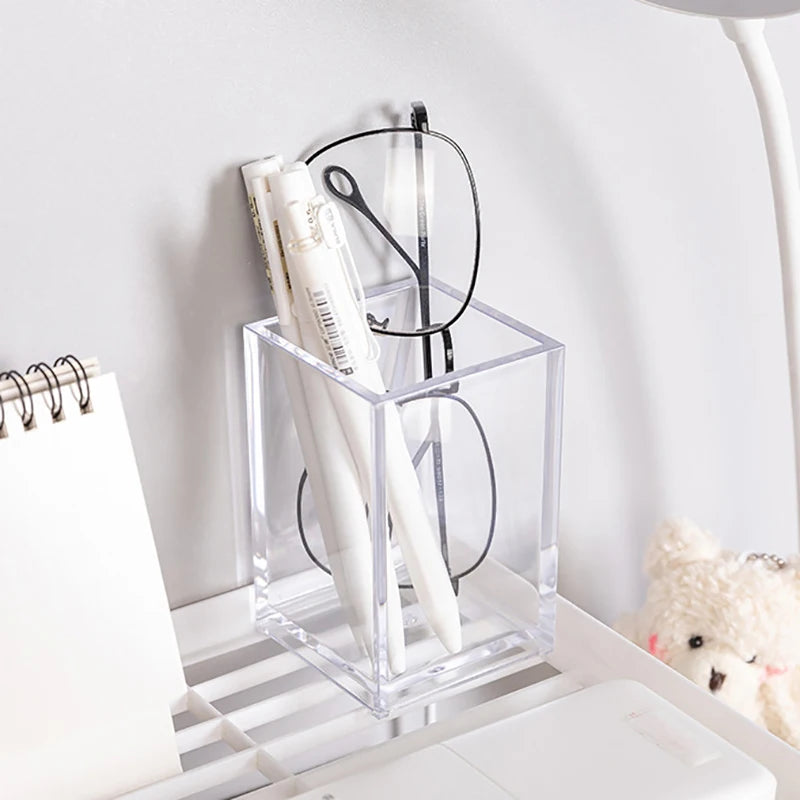 LUXE LINE Makeup Brush Pot with Brushes Storage – Acrylic Cosmetic Holder & Desk Organizer