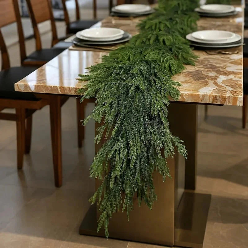 Christmas Norfolk Pine Garland With Lights