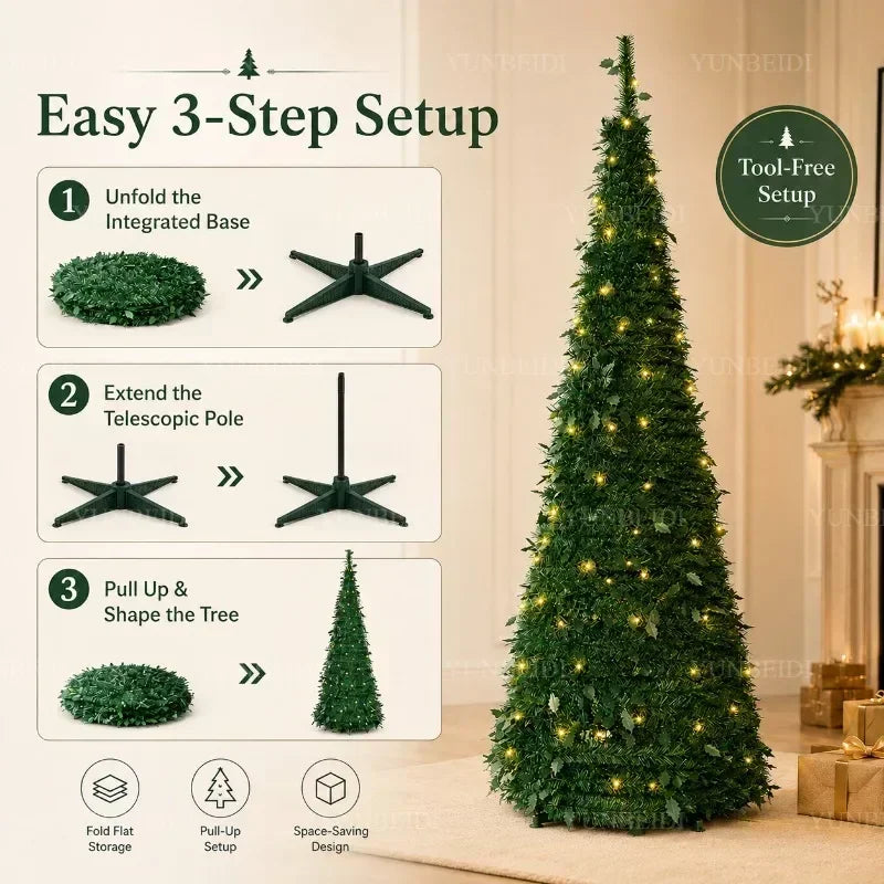 Pre-Lit Artificial Christmas Tree (1.5m–2.1m)