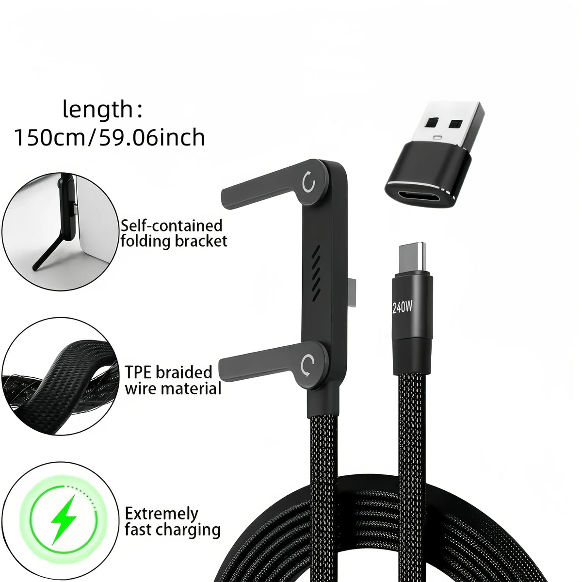 LUXE LINE Foldable Charging Cable with Integrated Stand