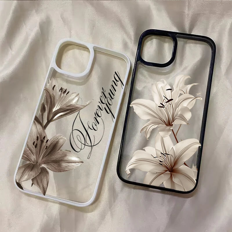 LUXE LINE Vintage Lily Floral Clear Shockproof iPhone Case