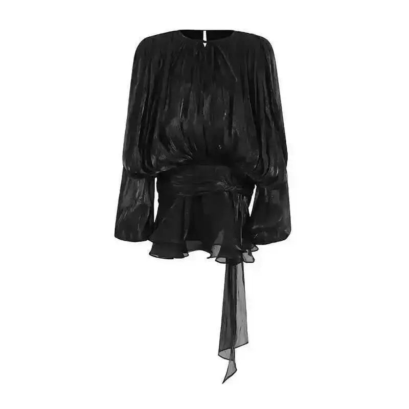 Women's Chiffon V-Neck Lace-Up Mini Dress
