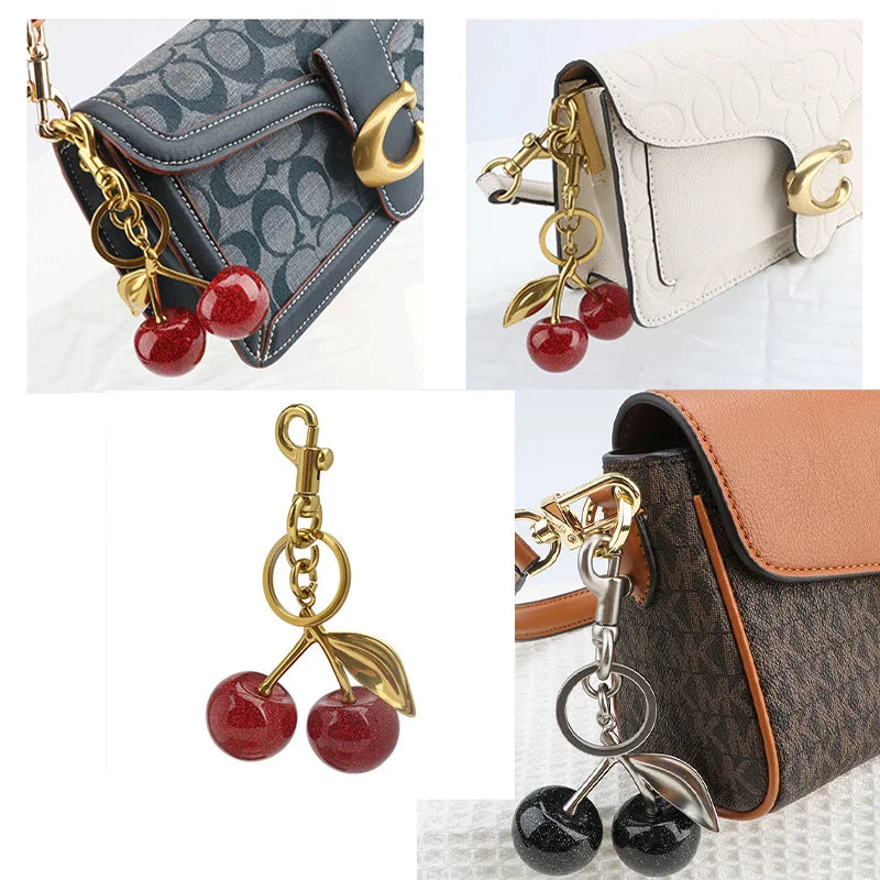 LUXE LINE Crystal Cherry Charm Handbag Keychain