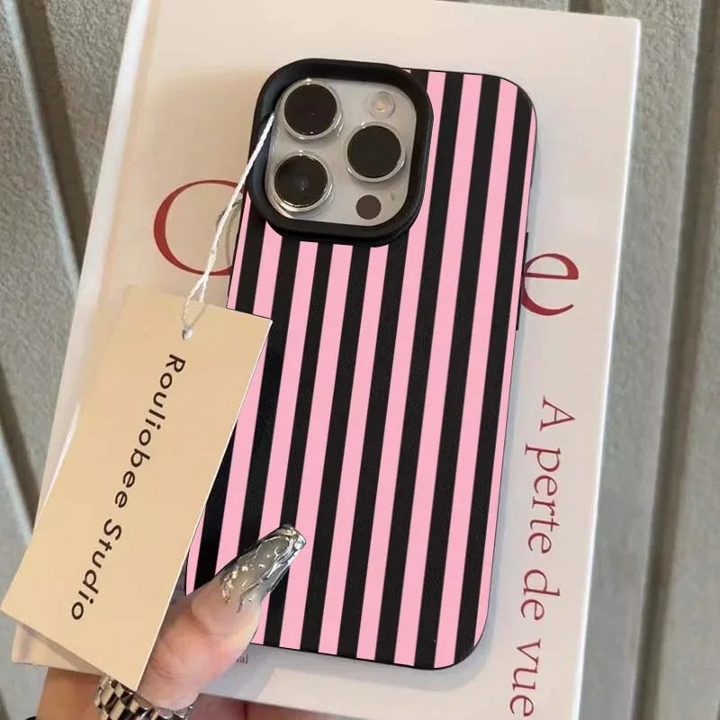 LUXE LINE Striped Minimalist Couple Phone Case – INS Style Cover
