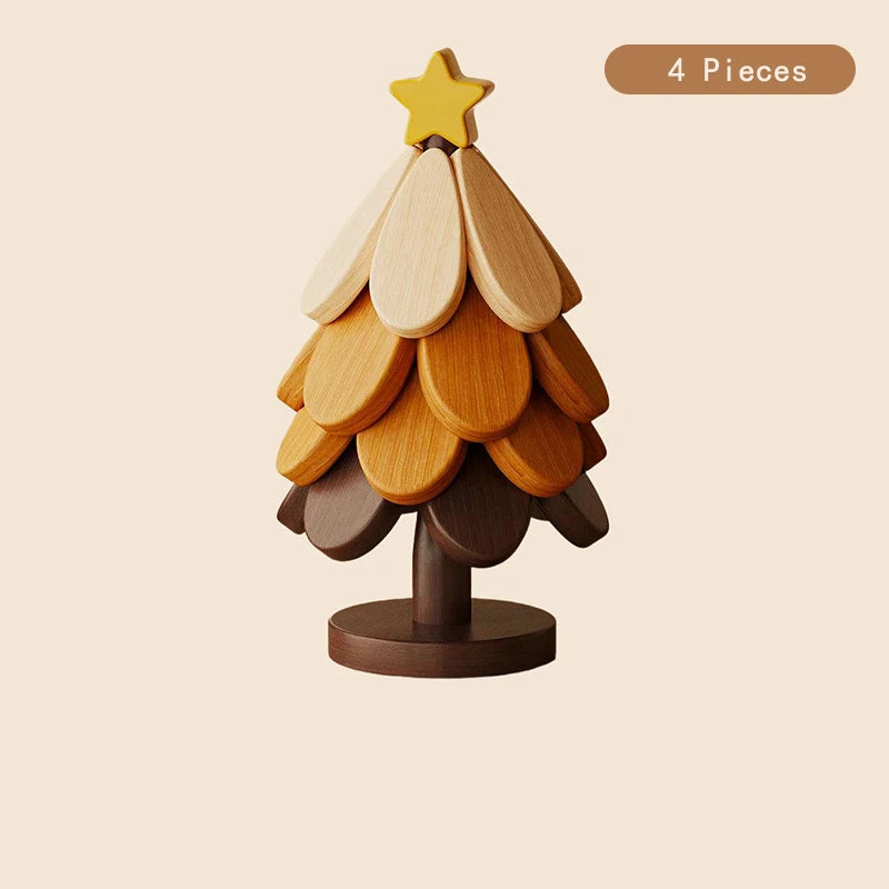 Christmas Tree Wooden Trivet Coaster Set