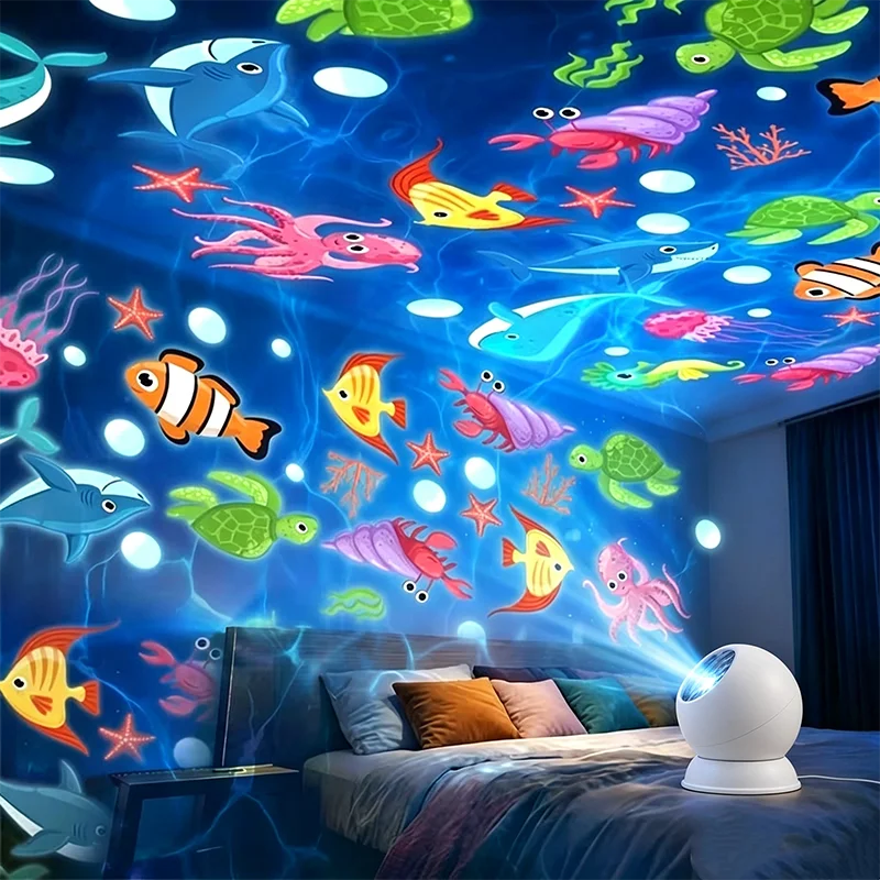 LED Starry Ocean Projector Light, Ocean Rotating Dynamic Projection Night Light