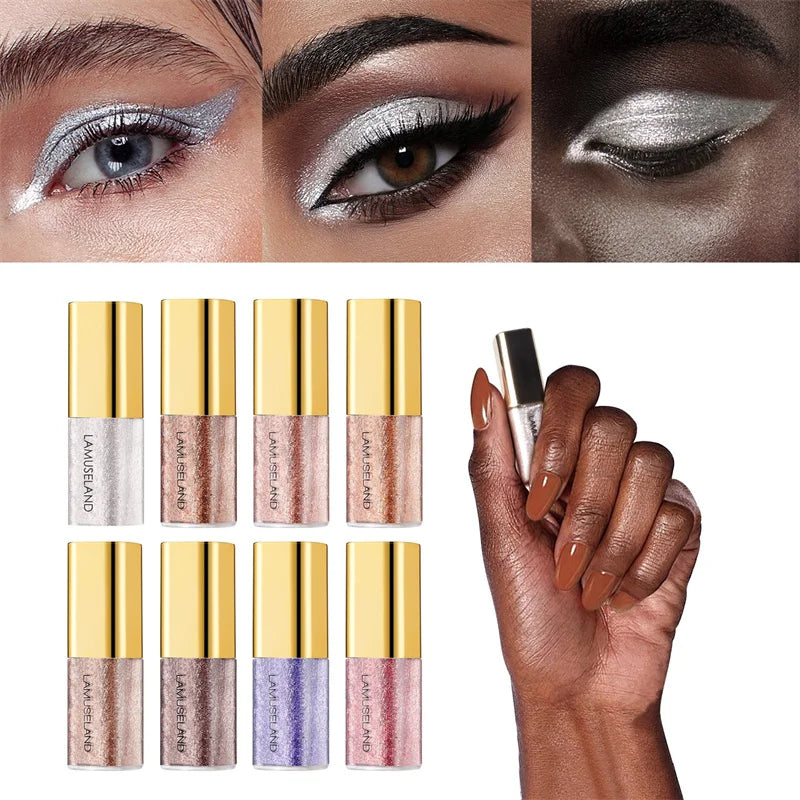8-Color Pearlescent Shimmer Liquid Eyeshadow Set