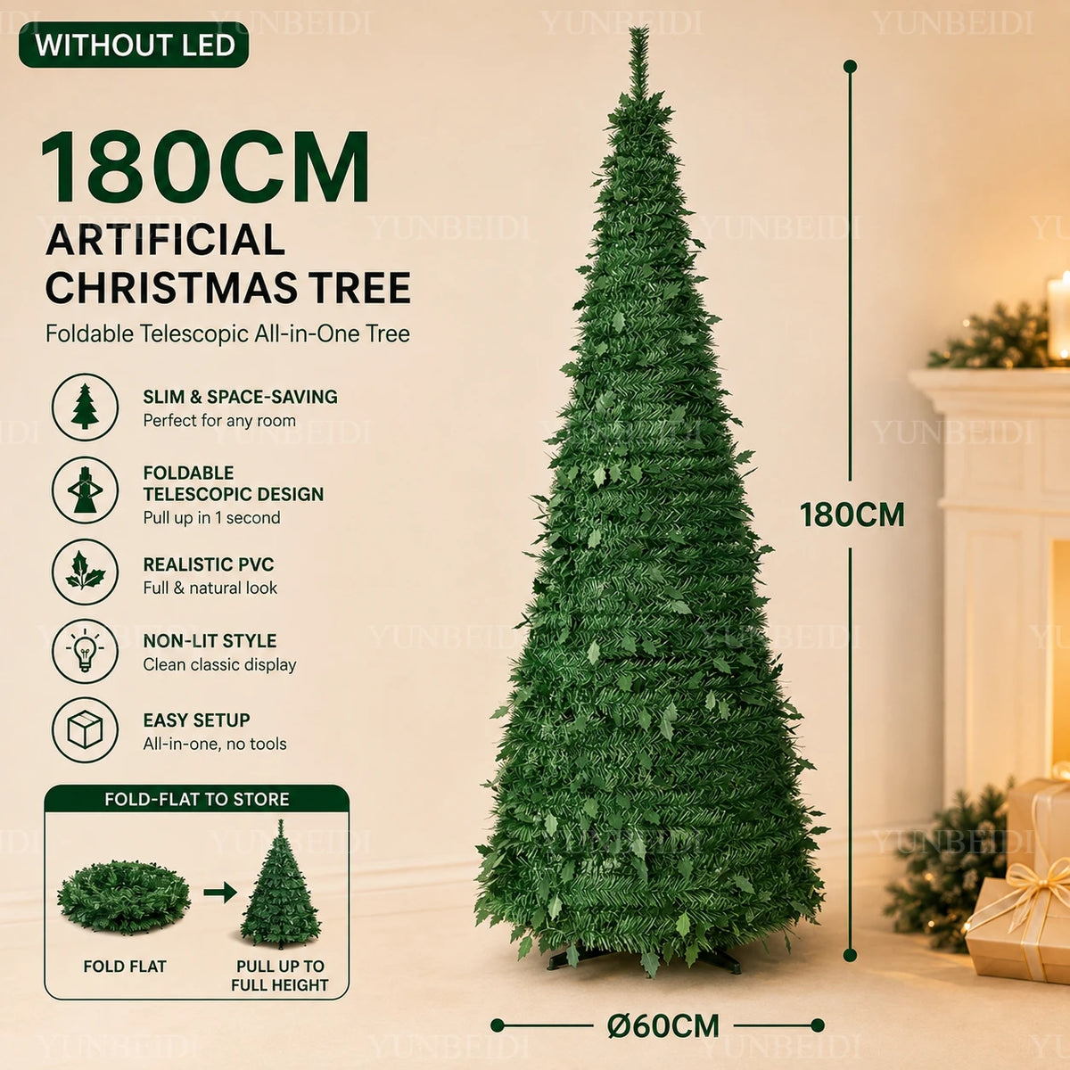 Pre-Lit Artificial Christmas Tree (1.5m–2.1m)