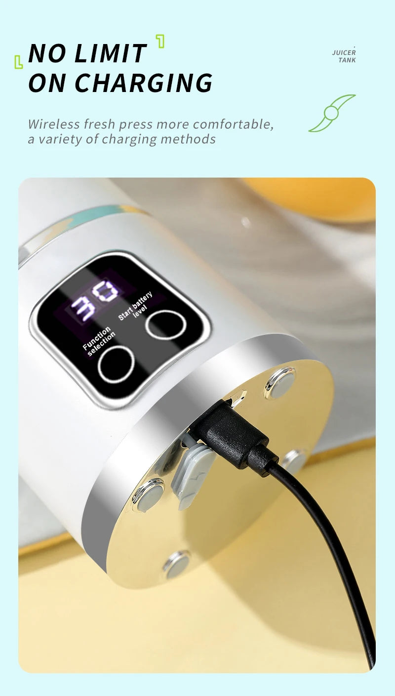 NEW 450ml Portable Electric Juicer, Mini USB Travel Juicer Machine Shakes Smoothie Blenders 12 Blades Fresh Juice Extractor