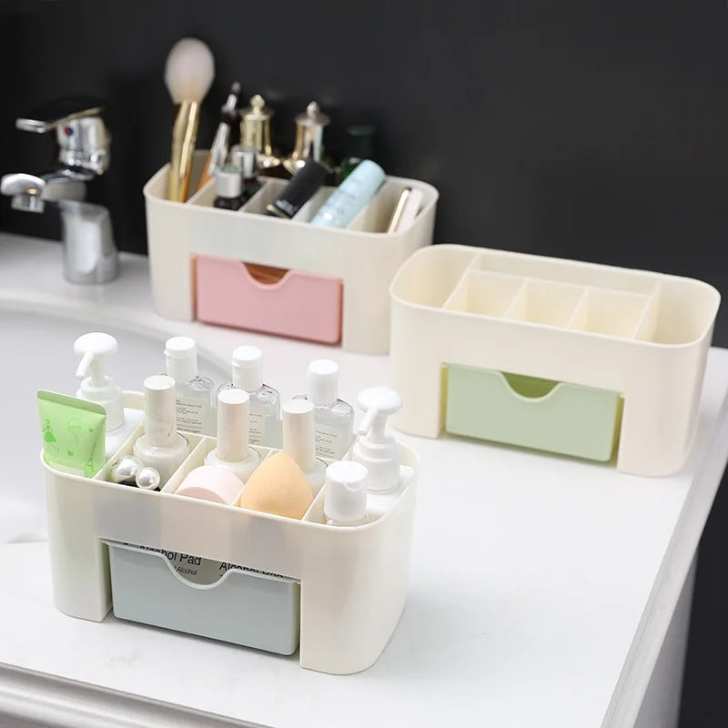 LUXE LINE Makeup Organizer with 1 Drawer & 6 Compartments – Desk Cosmetic Storage Box