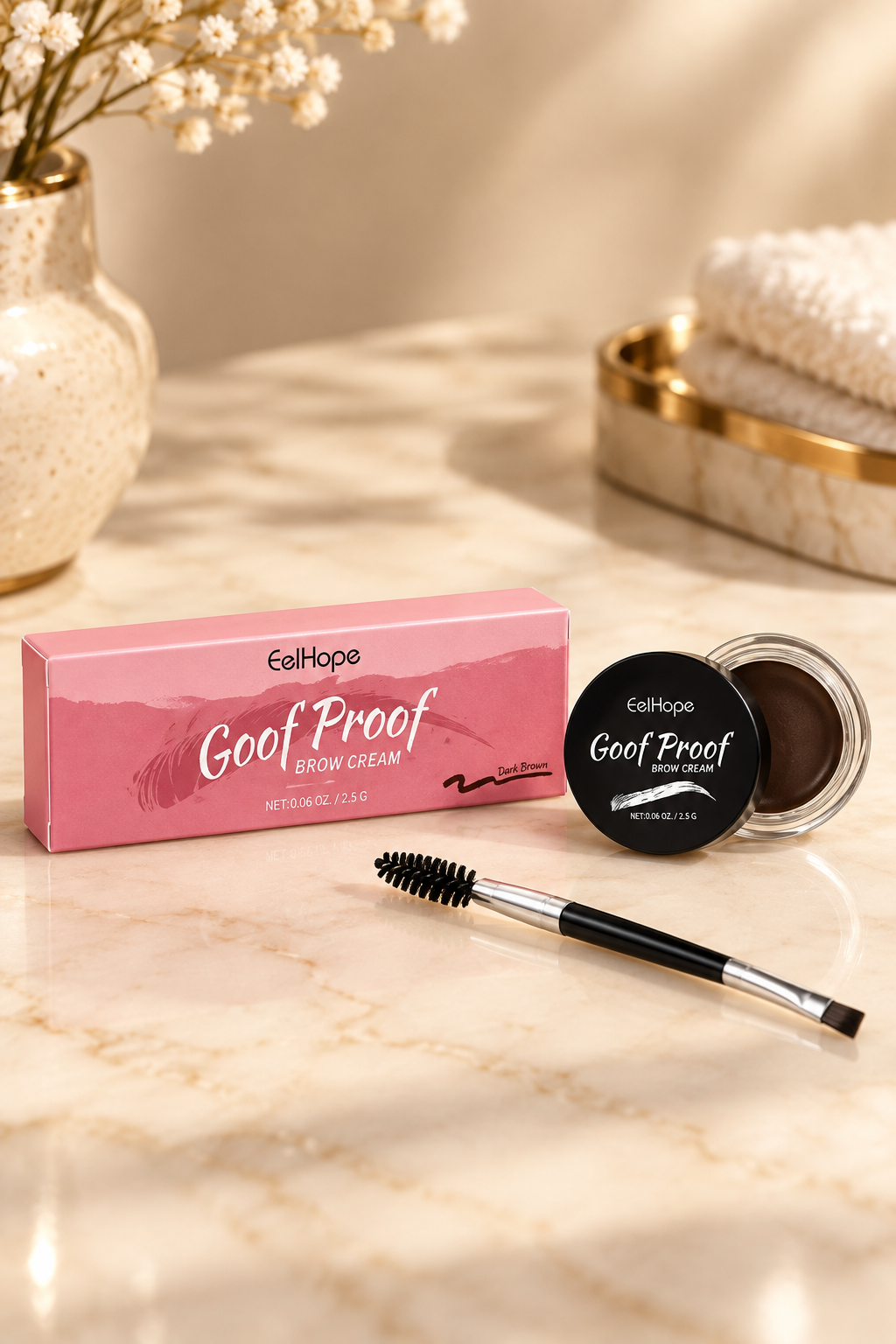 EELHOPE Deep Brown Brow Tint with Brush, 10 g